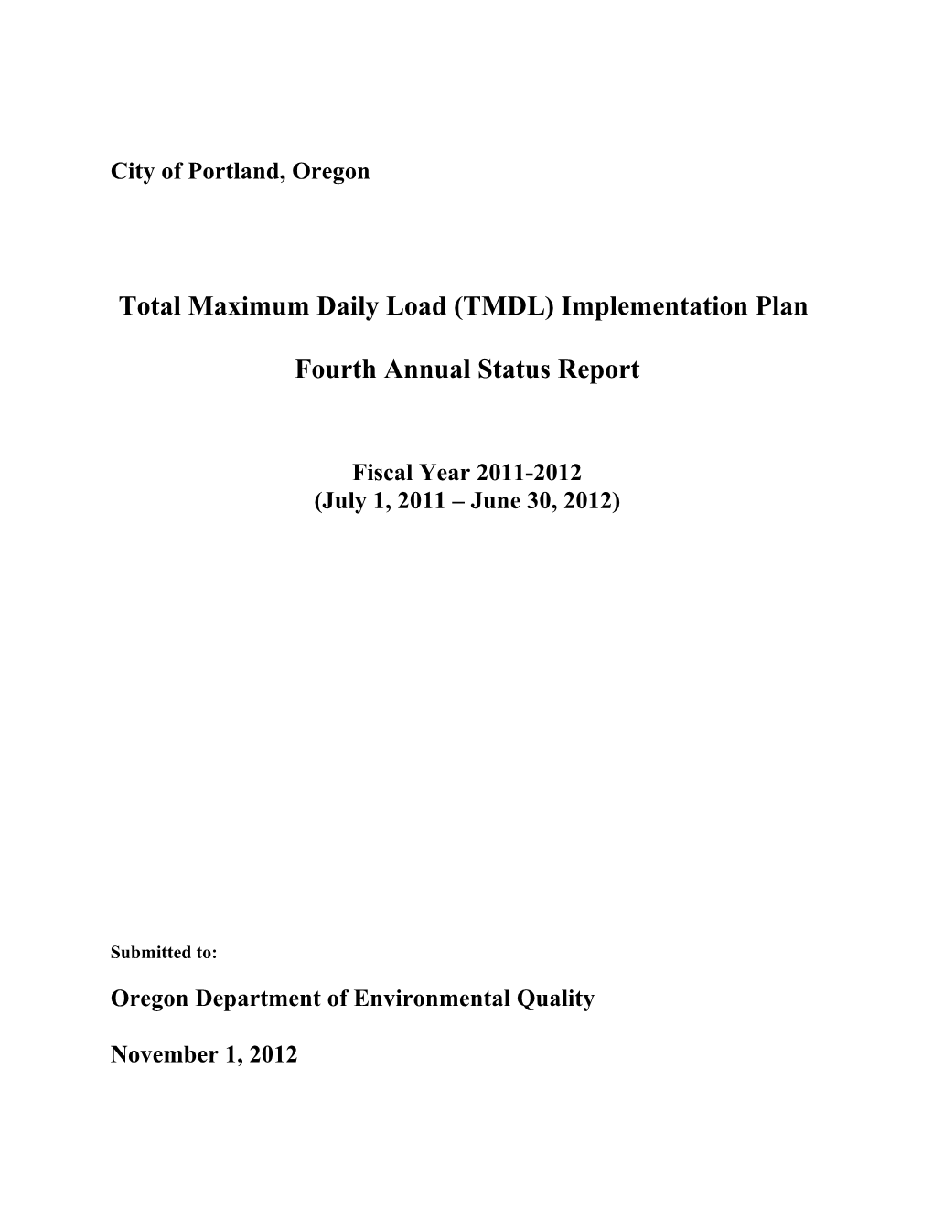 TMDL Implementation Plan Annual Report