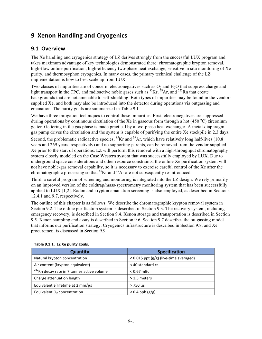 9 Xenon Handling and Cryogenics