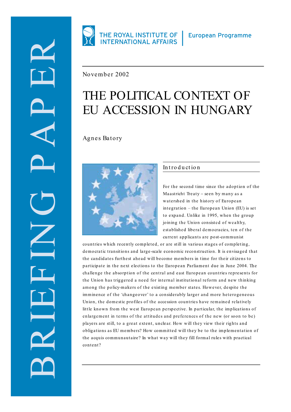 The Political Context of Eu Accession in Hungary