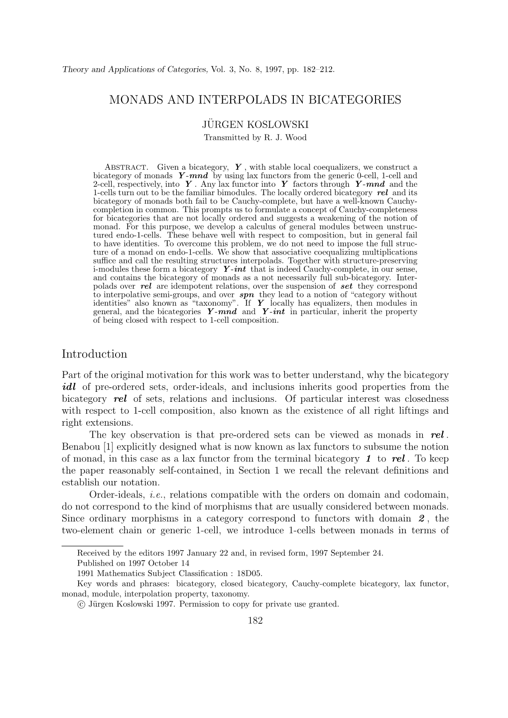 Monads and Interpolads in Bicategories