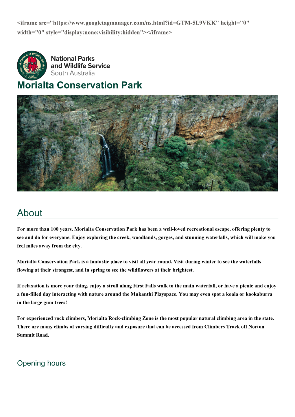 Morialta Conservation Park About