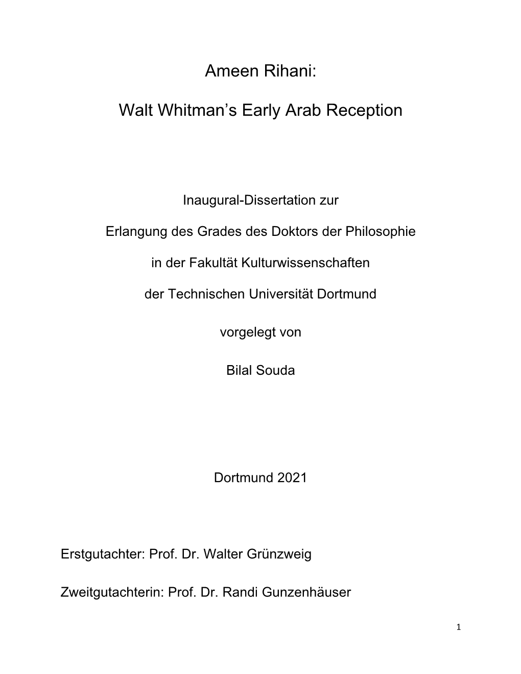 Walt Whitman's Early Arab Reception