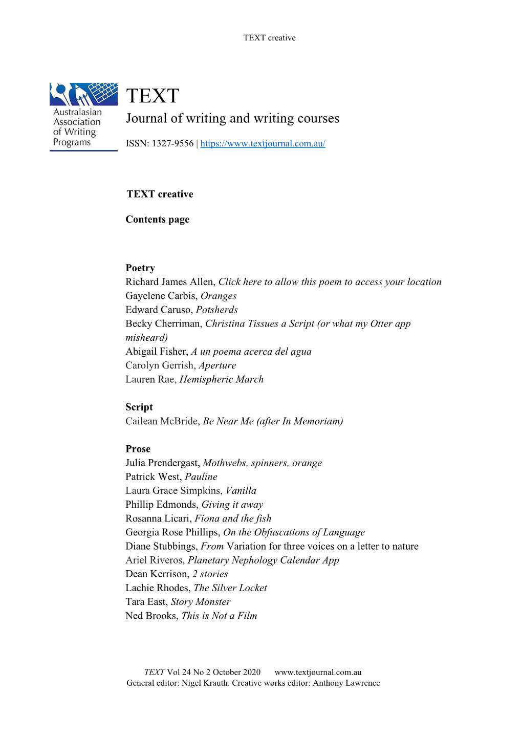 Journal of Writing and Writing Courses