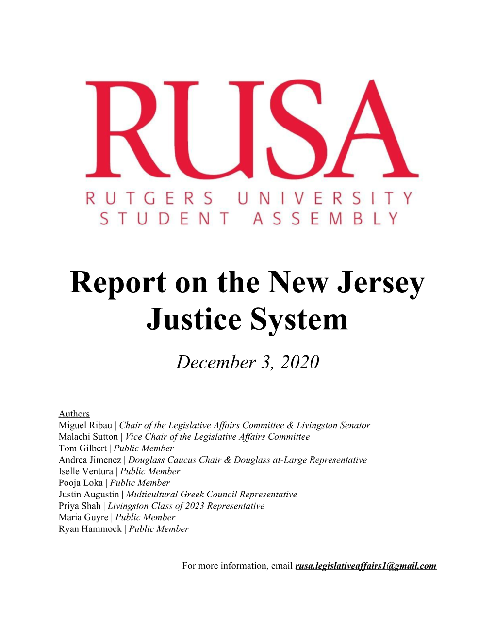 Report on the New Jersey Justice System