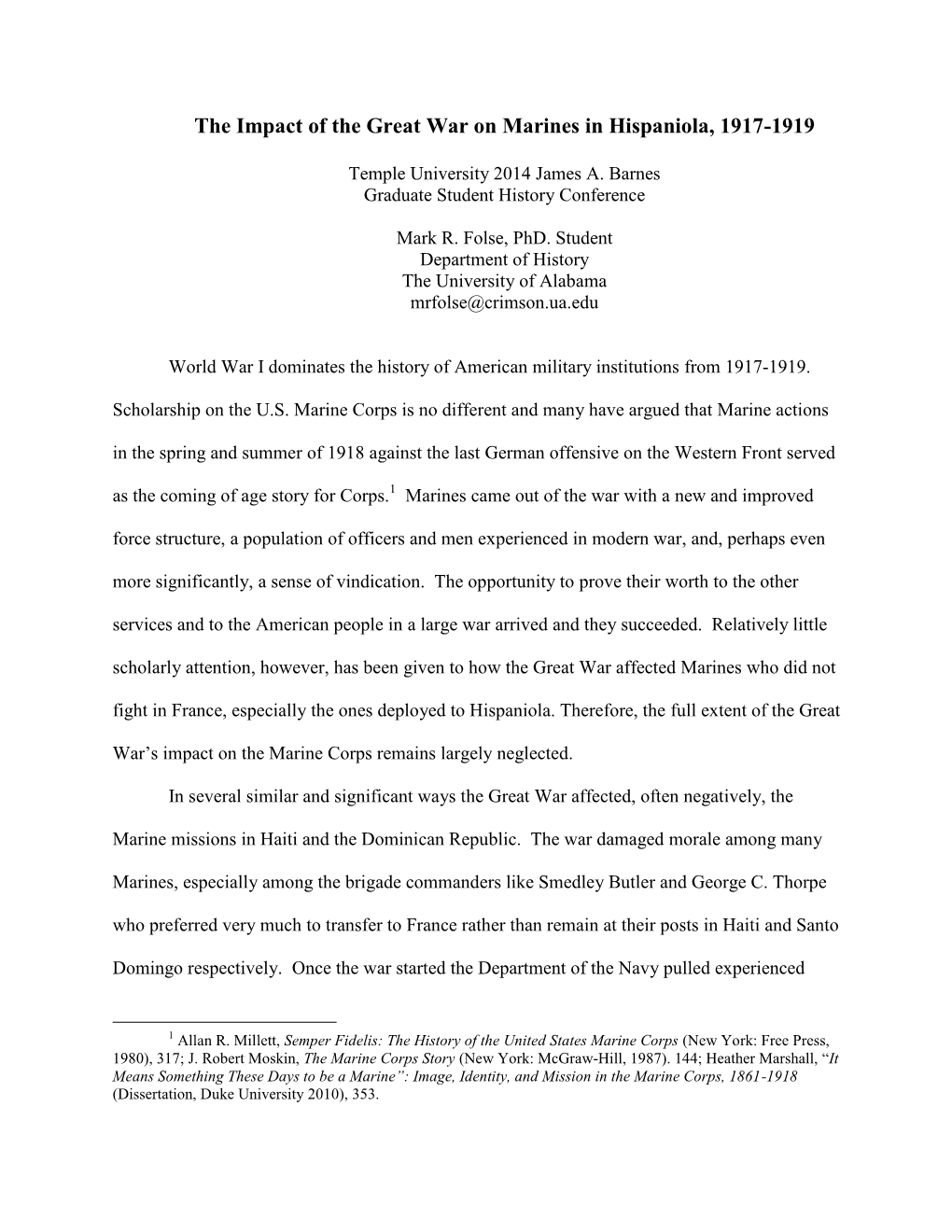 The Impact of the Great War on Marines in Hispaniola, 1917-1919