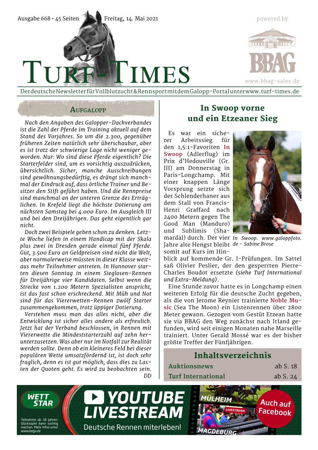 Turf-Times Der Deutsche Newsletter Für Vollblutzucht & Rennsport Mit Dem Galopp-Portal Unter