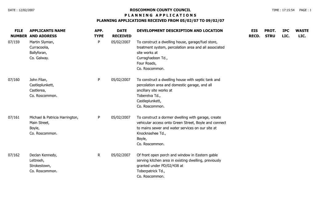 File Number Roscommon County Council