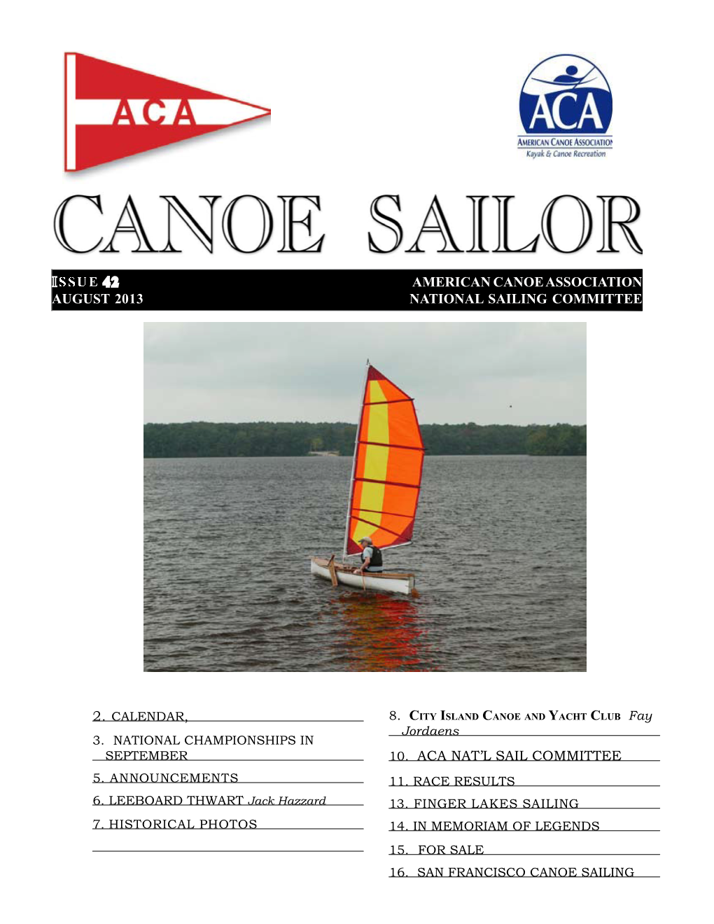 Ssue 42 American Canoe Association August 2013 National Sailing Committee