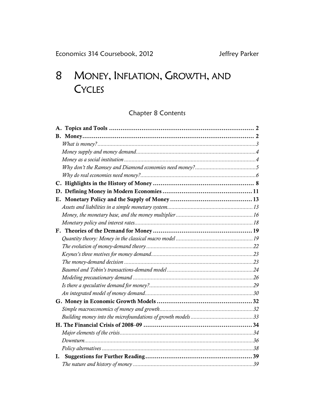 Economics 314 Coursebook, 1999