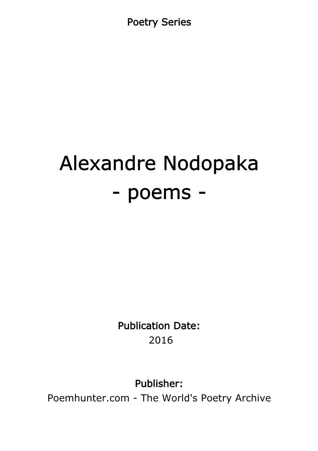 Alexandre Nodopaka - Poems