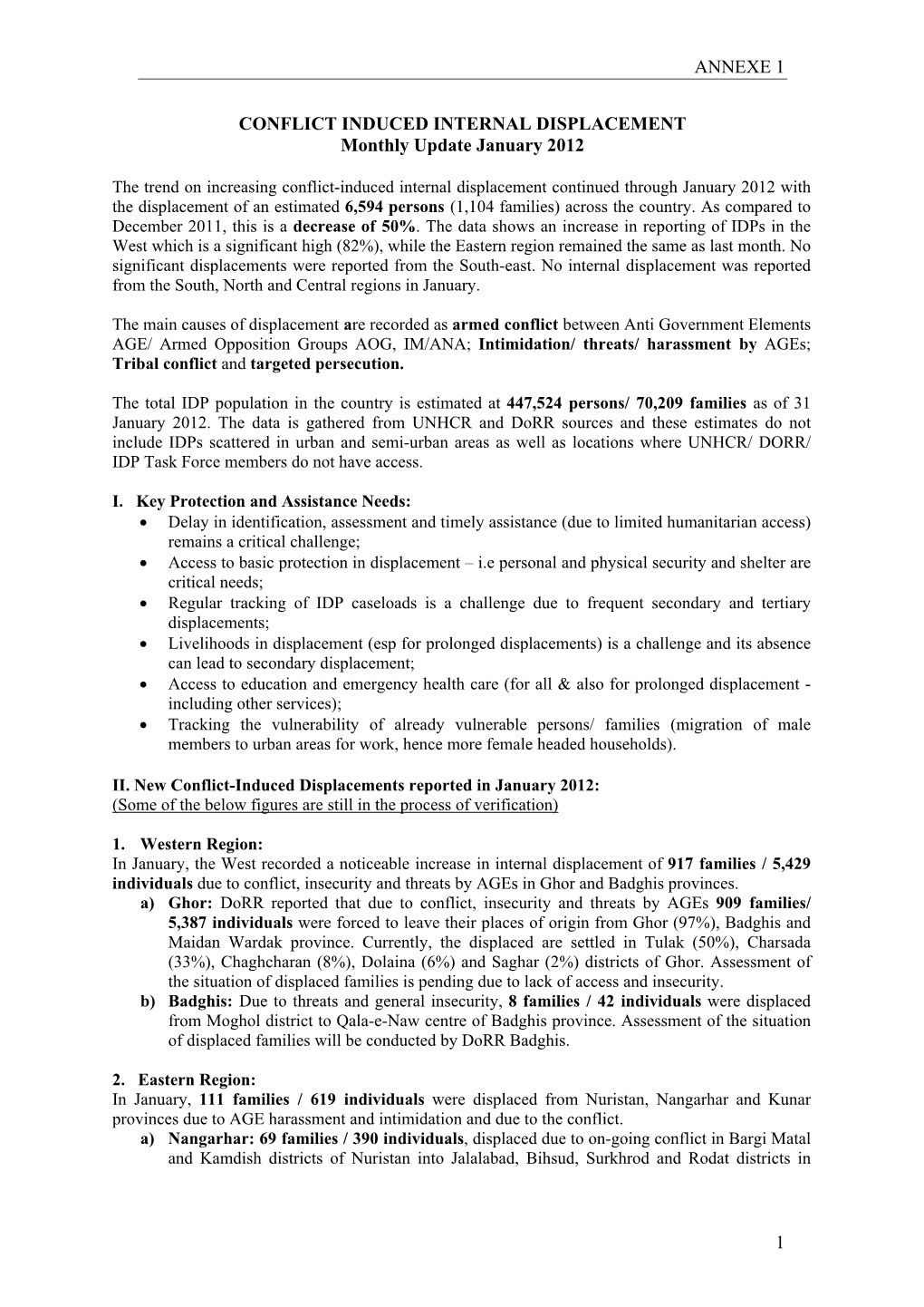 Internal Displacement Updates