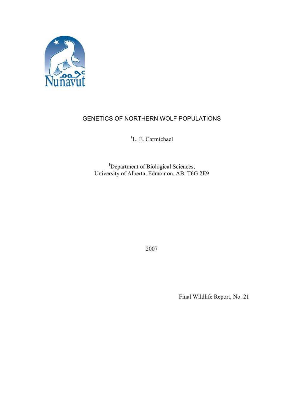 Genetics of Northern Wolf Populations