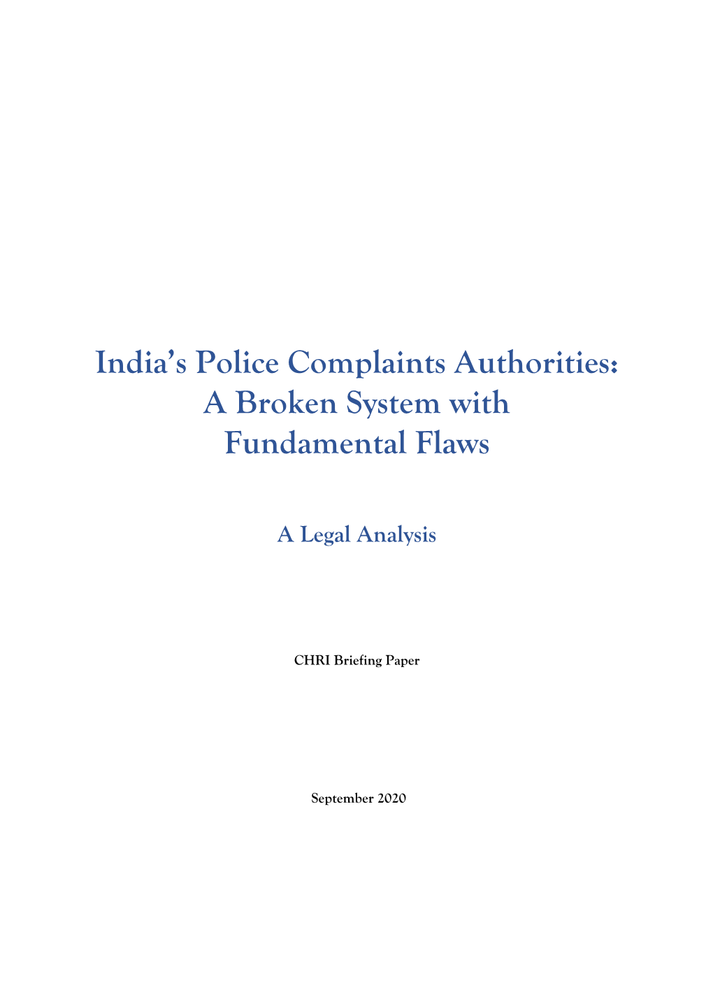 India's Police Complaints Authorities