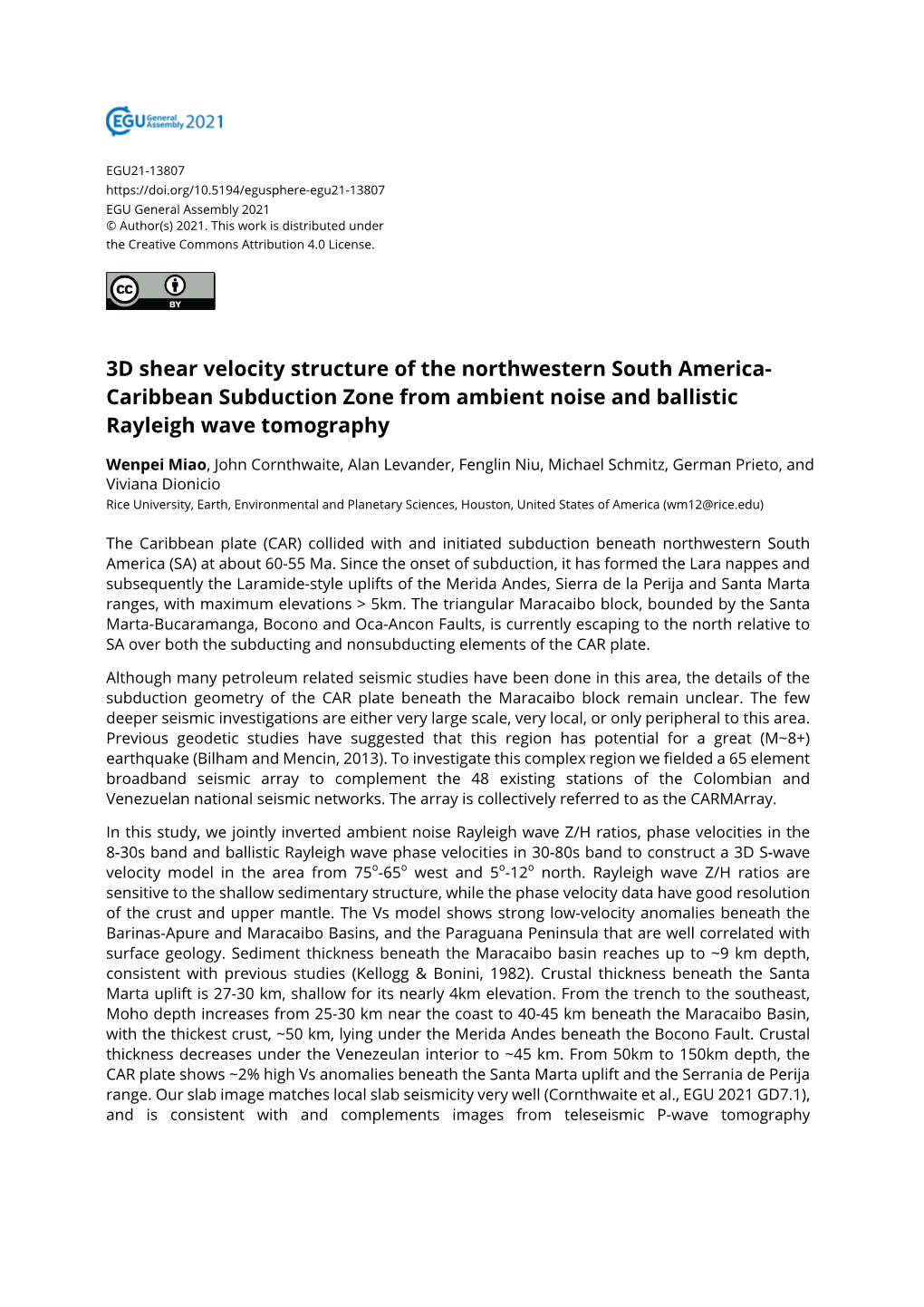 Caribbean Subduction Zone from Ambient Noise and Ballistic Rayleigh Wave Tomography