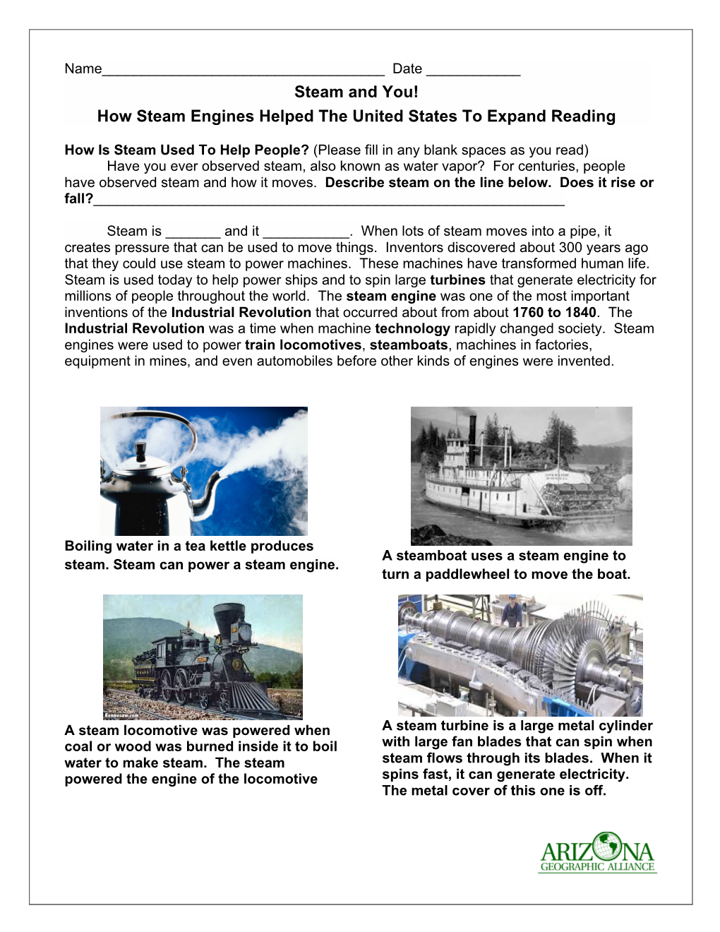 Steam and You! How Steam Engines Helped the United States to Expand Reading