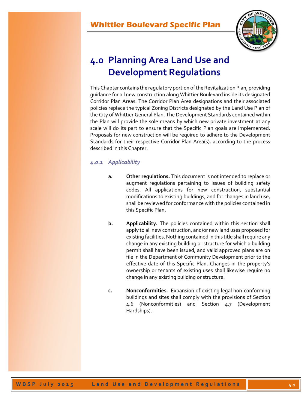 Whittier Boulevard Specific Plan