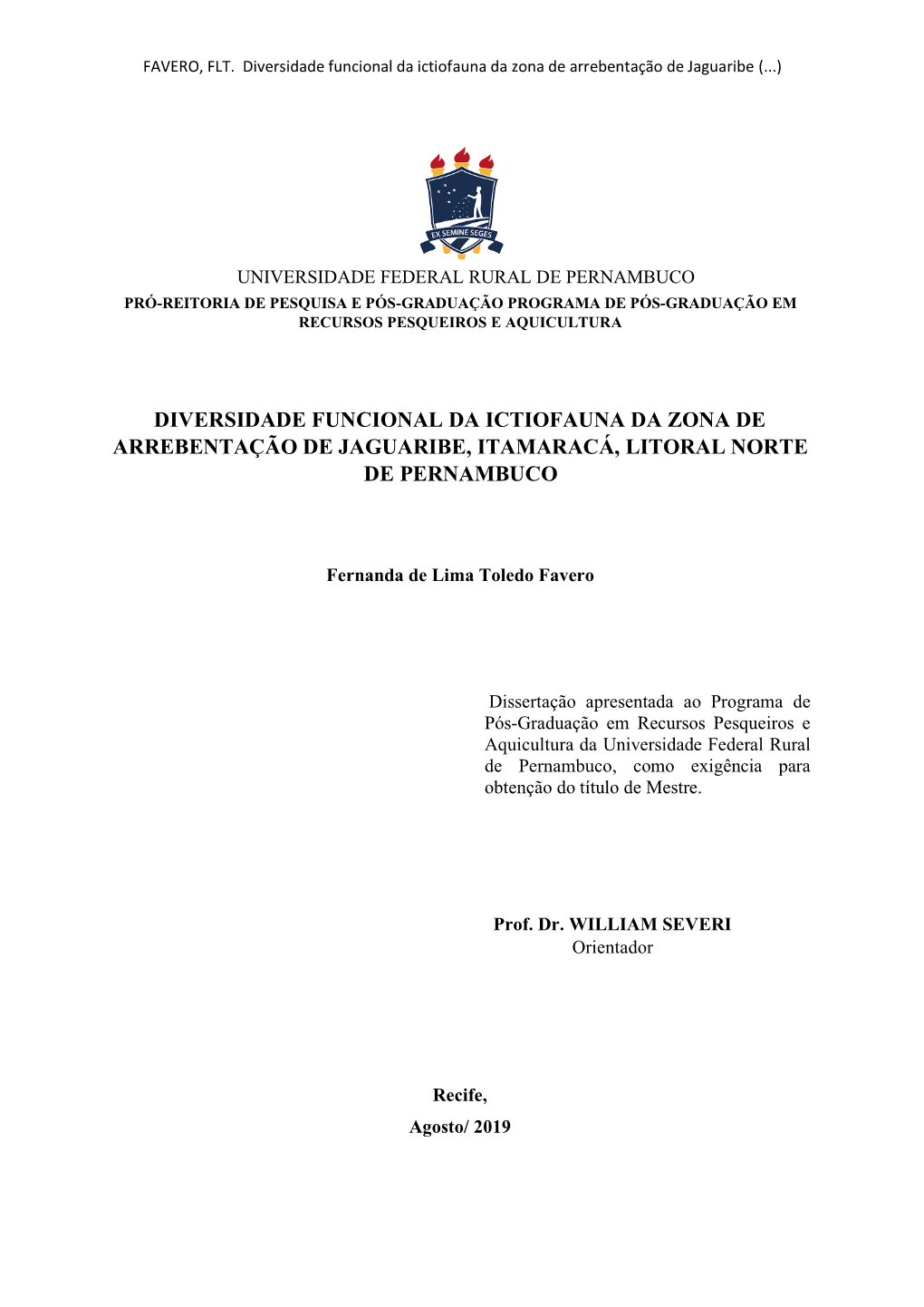 Diversidade Funcional Da Ictiofauna Da Zona De Arrebentação De Jaguaribe (...)