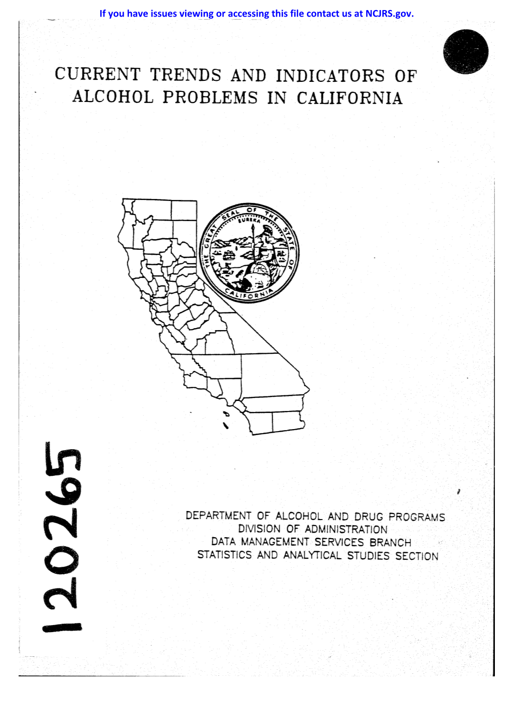 Current Trends and Indicators of Alcohol Problems in California