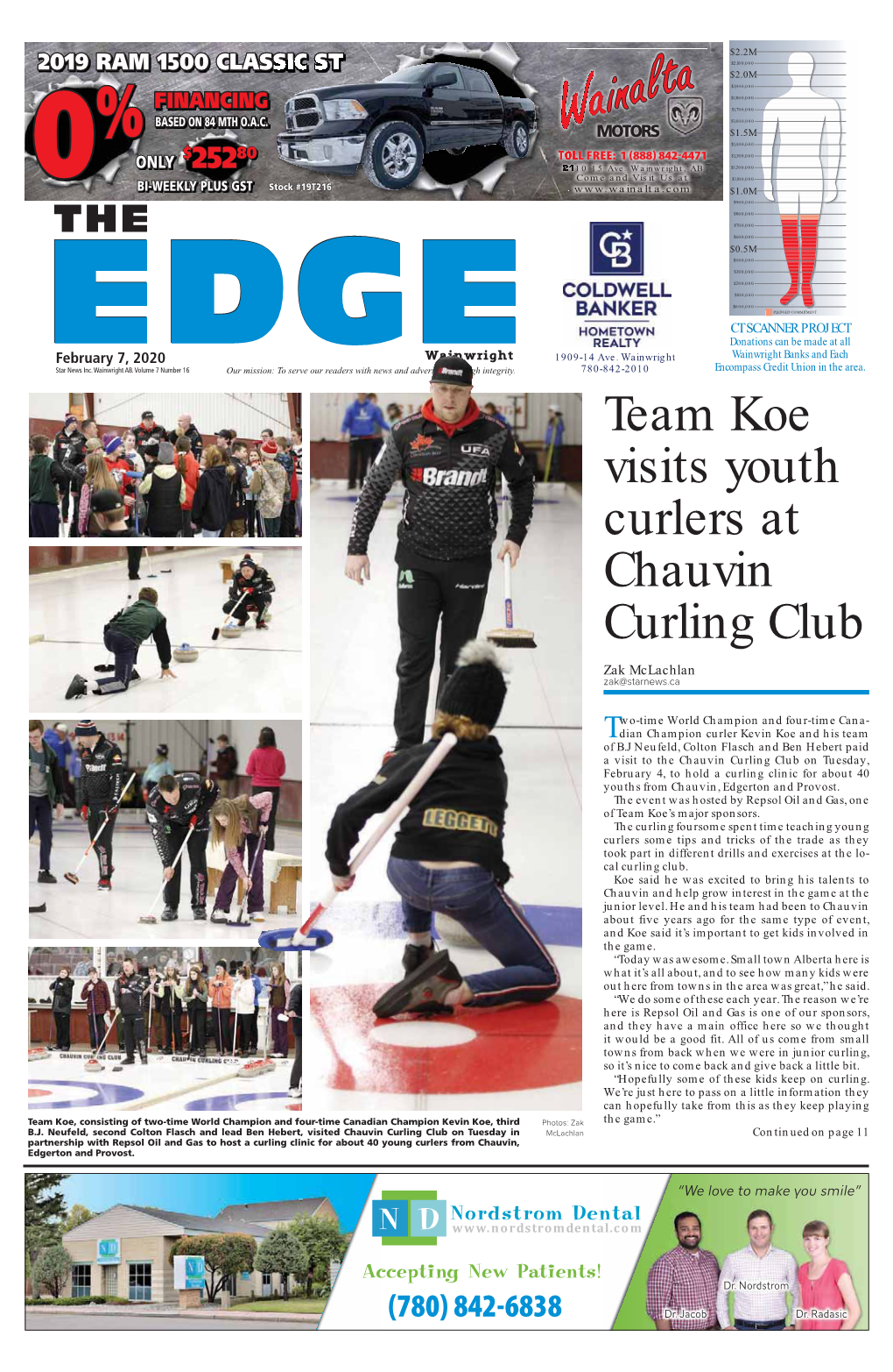 Team Koe Visits Youth Curlers at Chauvin Curling Club