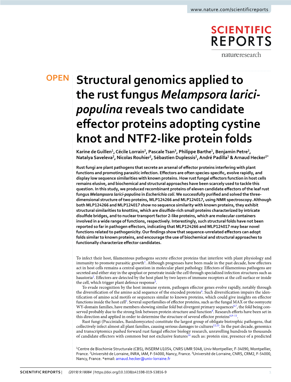 Structural Genomics Applied to the Rust Fungus Melampsora Larici-Populina