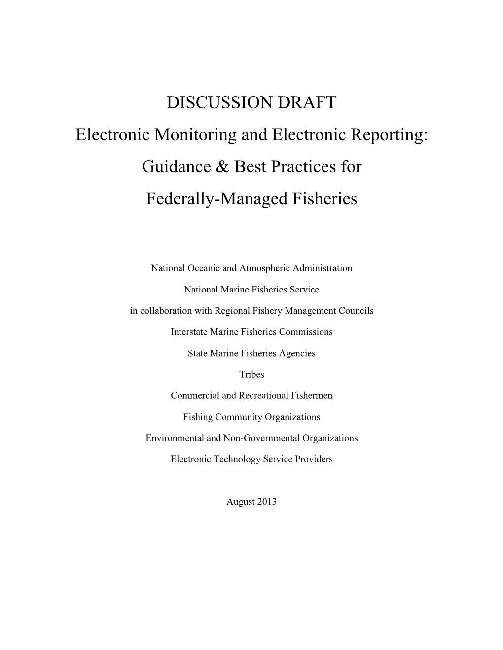 Guidance & Best Practices for Federally-Managed Fisheries