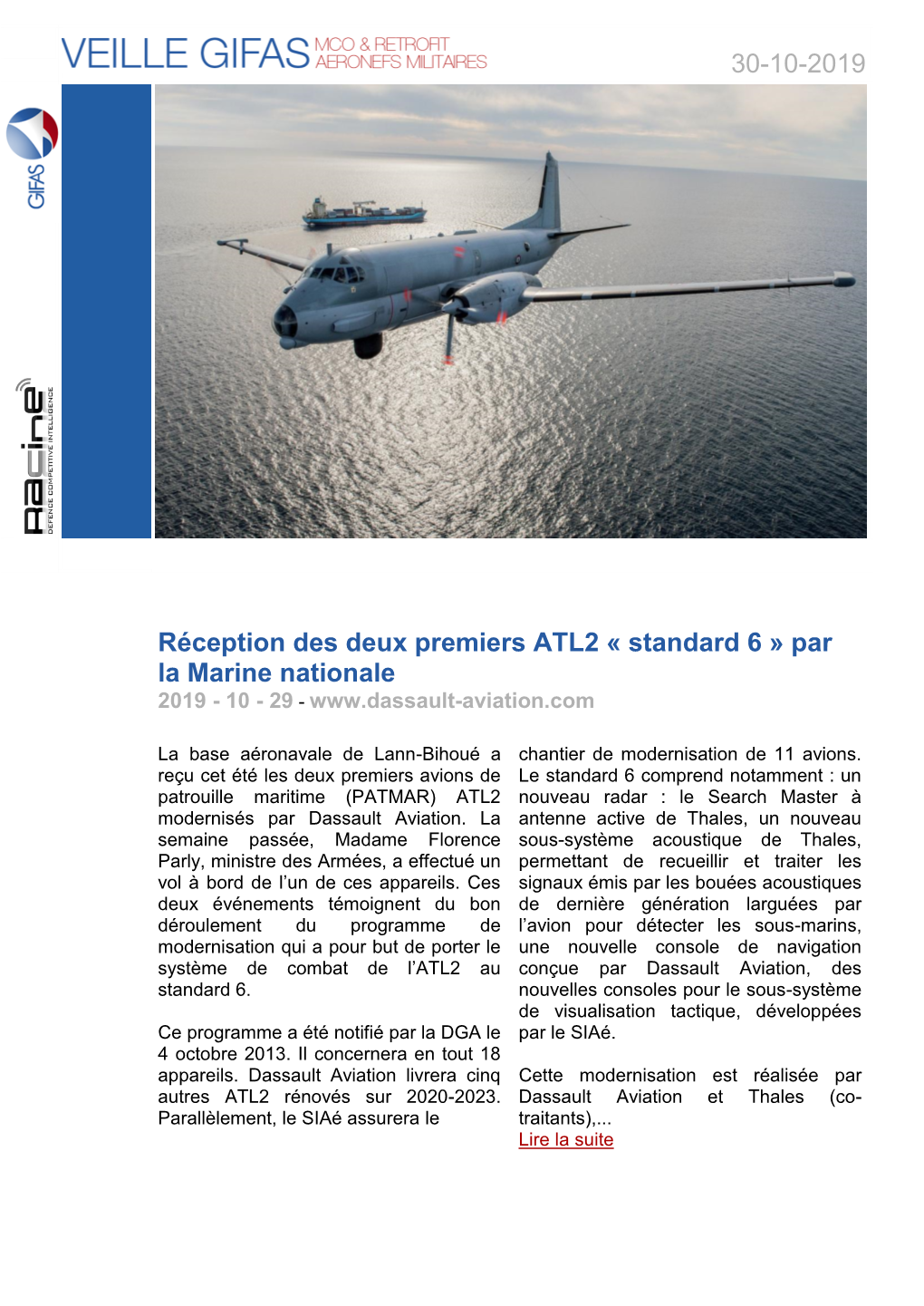 30-10-2019 Réception Des Deux Premiers ATL2 « Standard 6