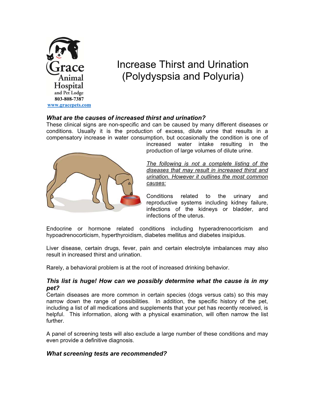 Increase Thirst and Urination (Polydyspsia and Polyuria)