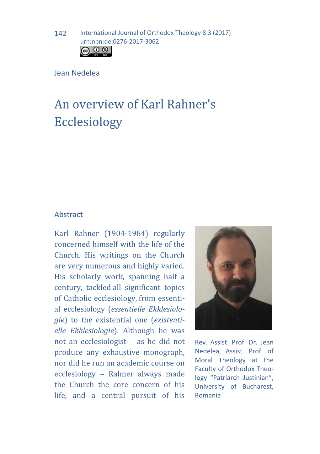 An Overview of Karl Rahner's Ecclesiology