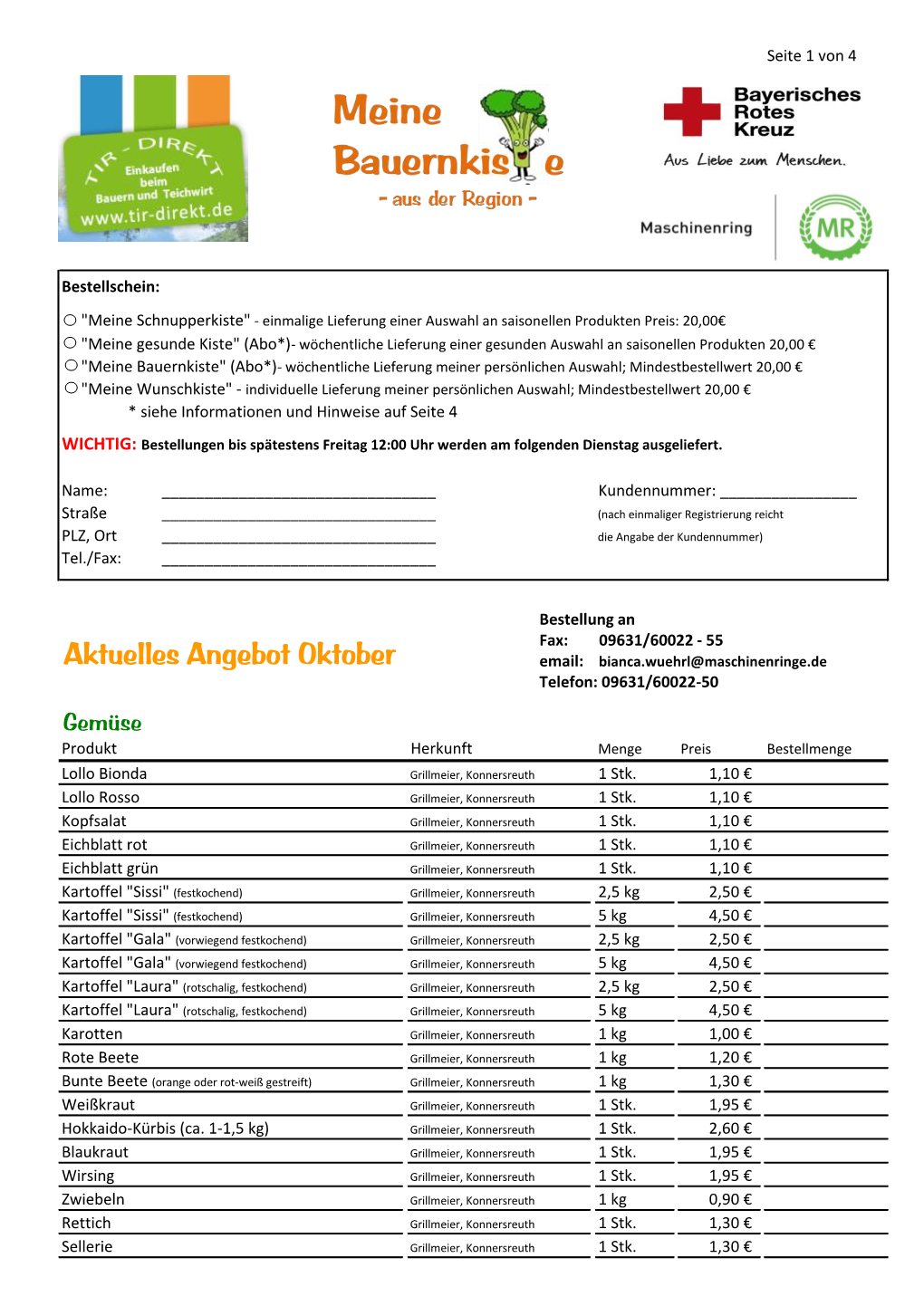 Aktuelles Angebot Oktober