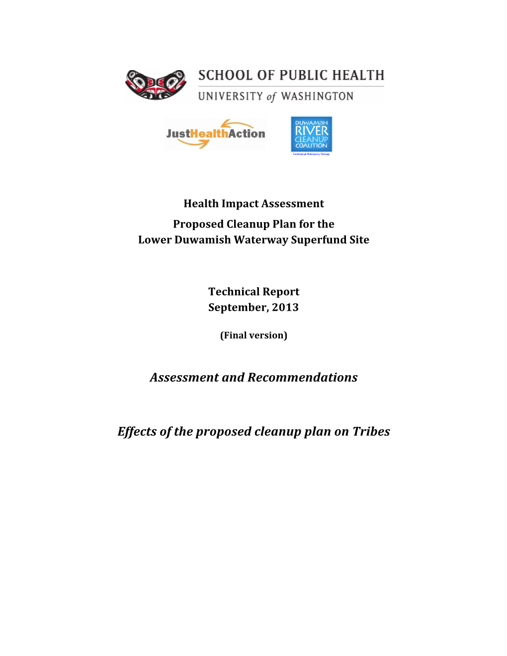 Duwamish Superfund HIA Tribal Report Final June 2013 Clean