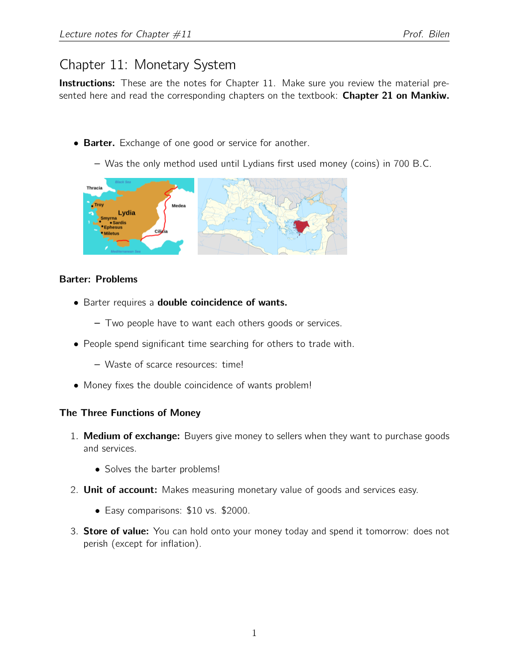 Chapter 11: Monetary System Instructions: These Are the Notes for Chapter 11