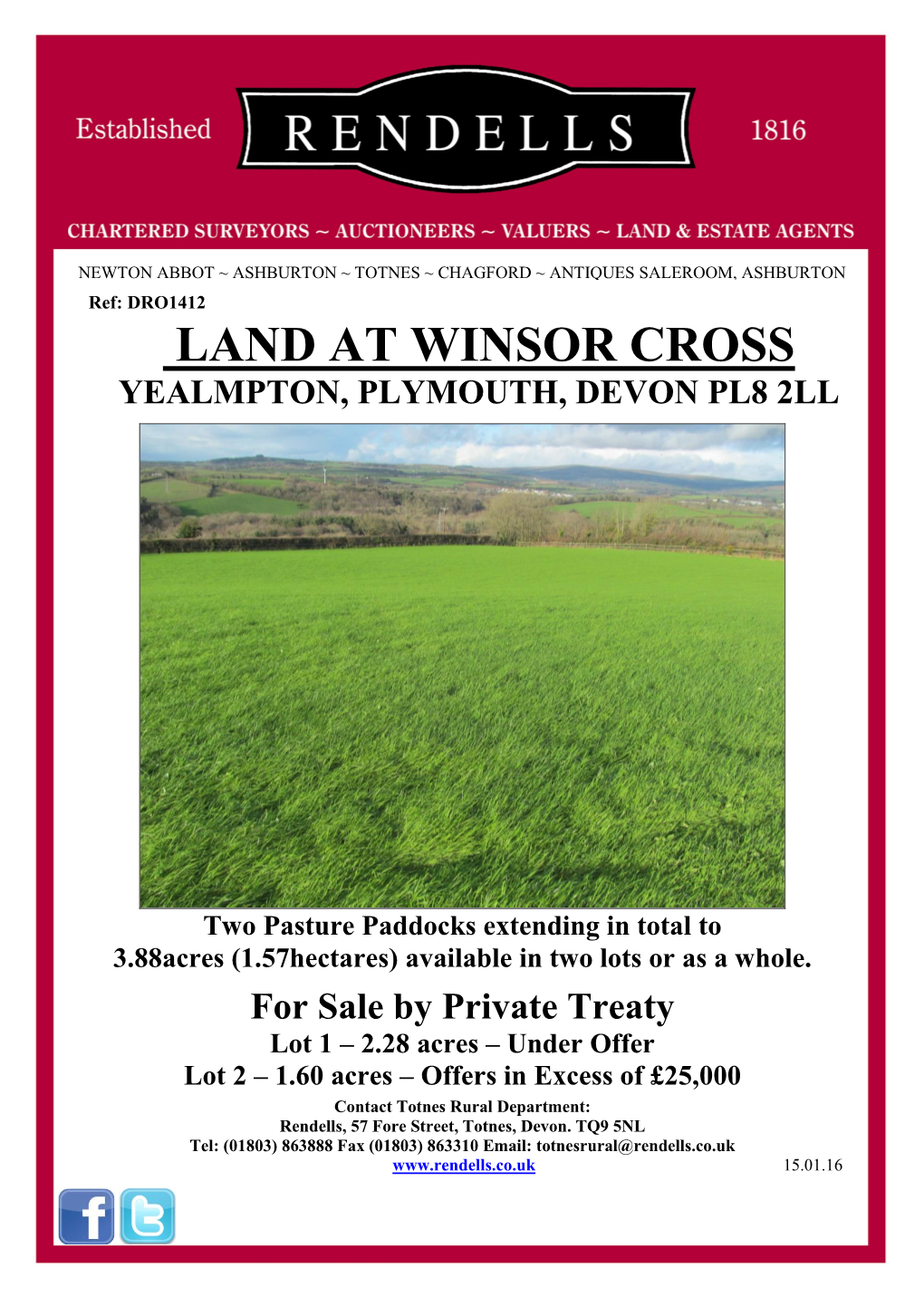 Land at Winsor Cross Yealmpton, Plymouth, Devon Pl8 2Ll