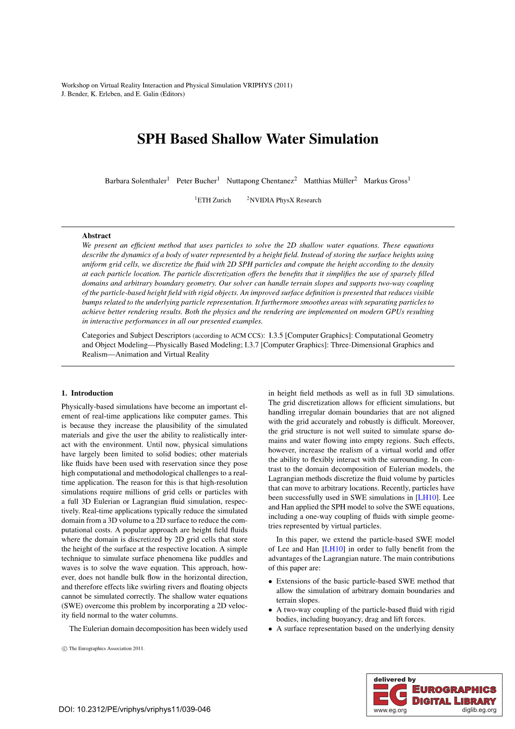 SPH Based Shallow Water Simulation