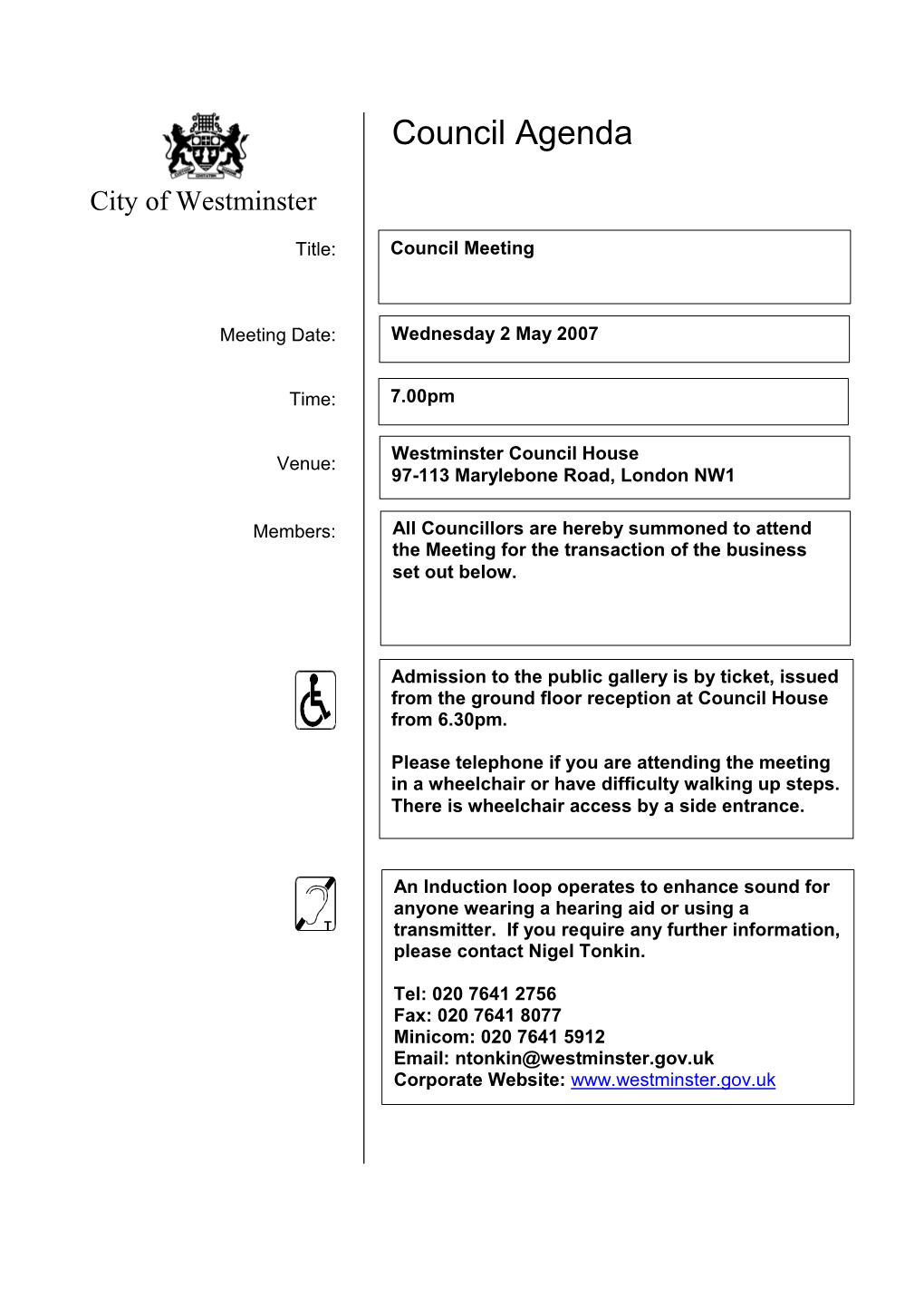 Council Agenda