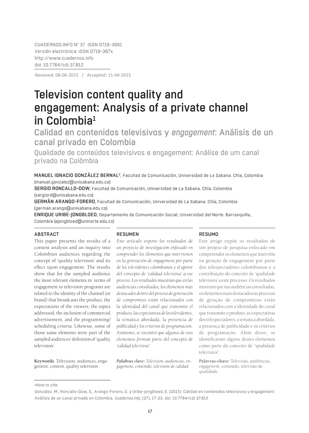 Television Content Quality and Engagement