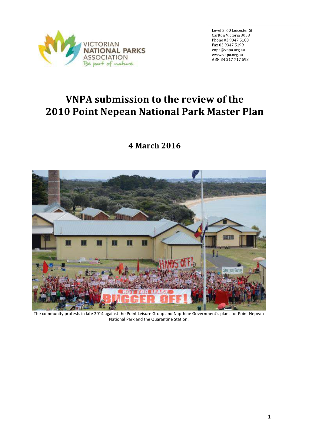 VNPA Submission to the Review of the 2010 Point Nepean National Park Maste