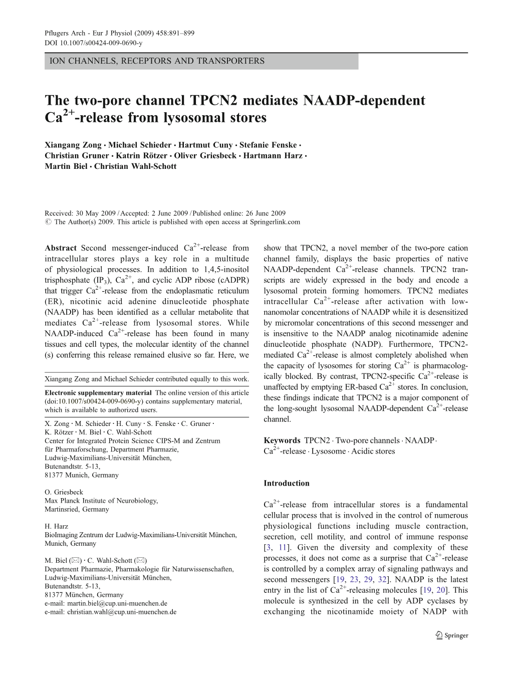 The Two-Pore Channel TPCN2 Mediates NAADP-Dependent Ca2+-Release from Lysosomal Stores