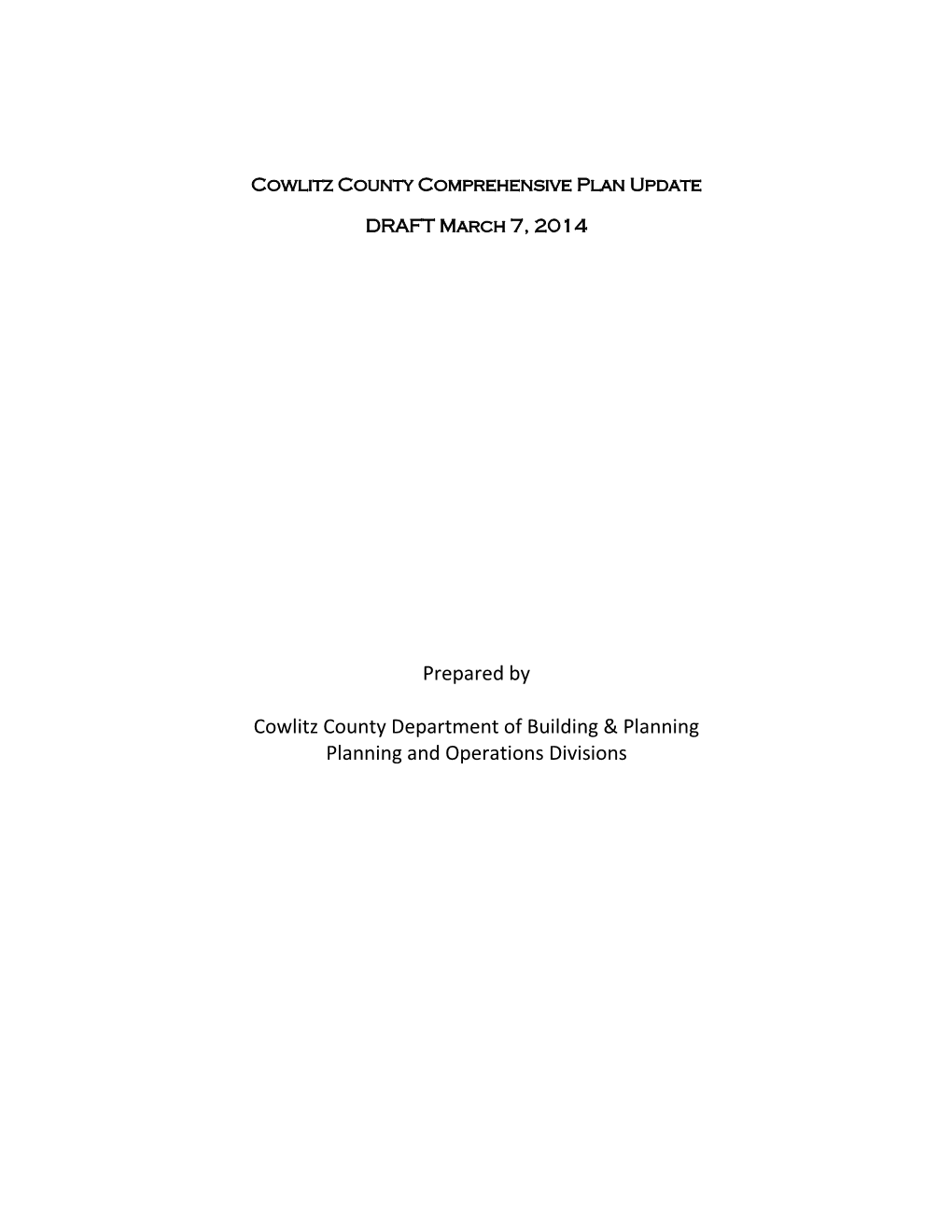 Prepared by Cowlitz County Department of Building & Planning