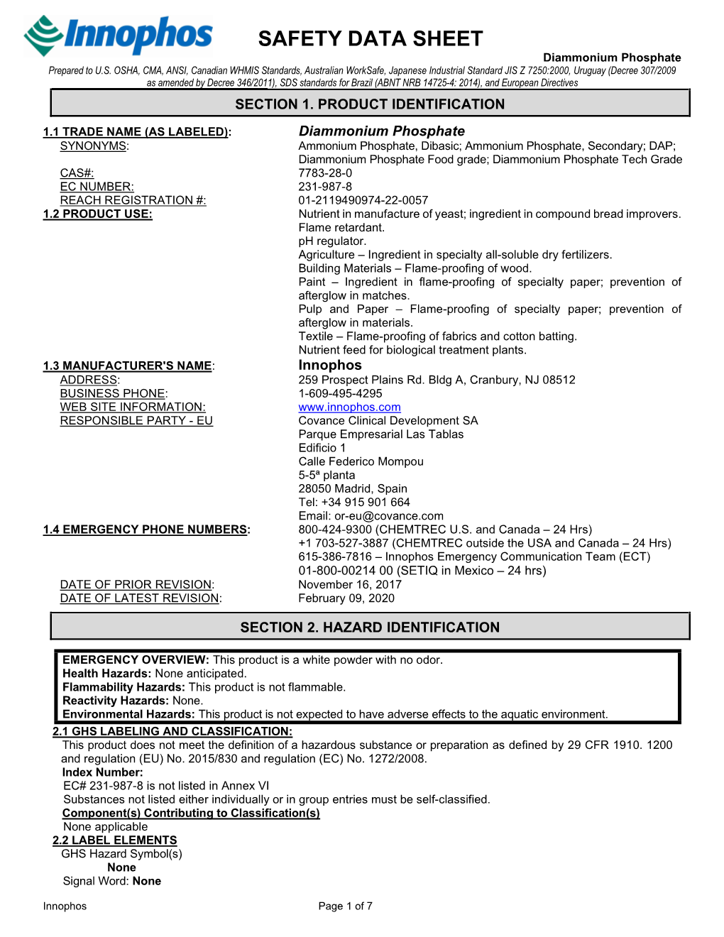 Safety Data Sheet (English)