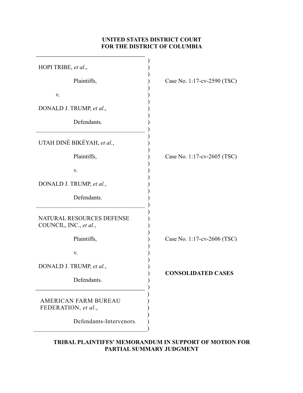 Filed a Motion for Partial Summary Judgment