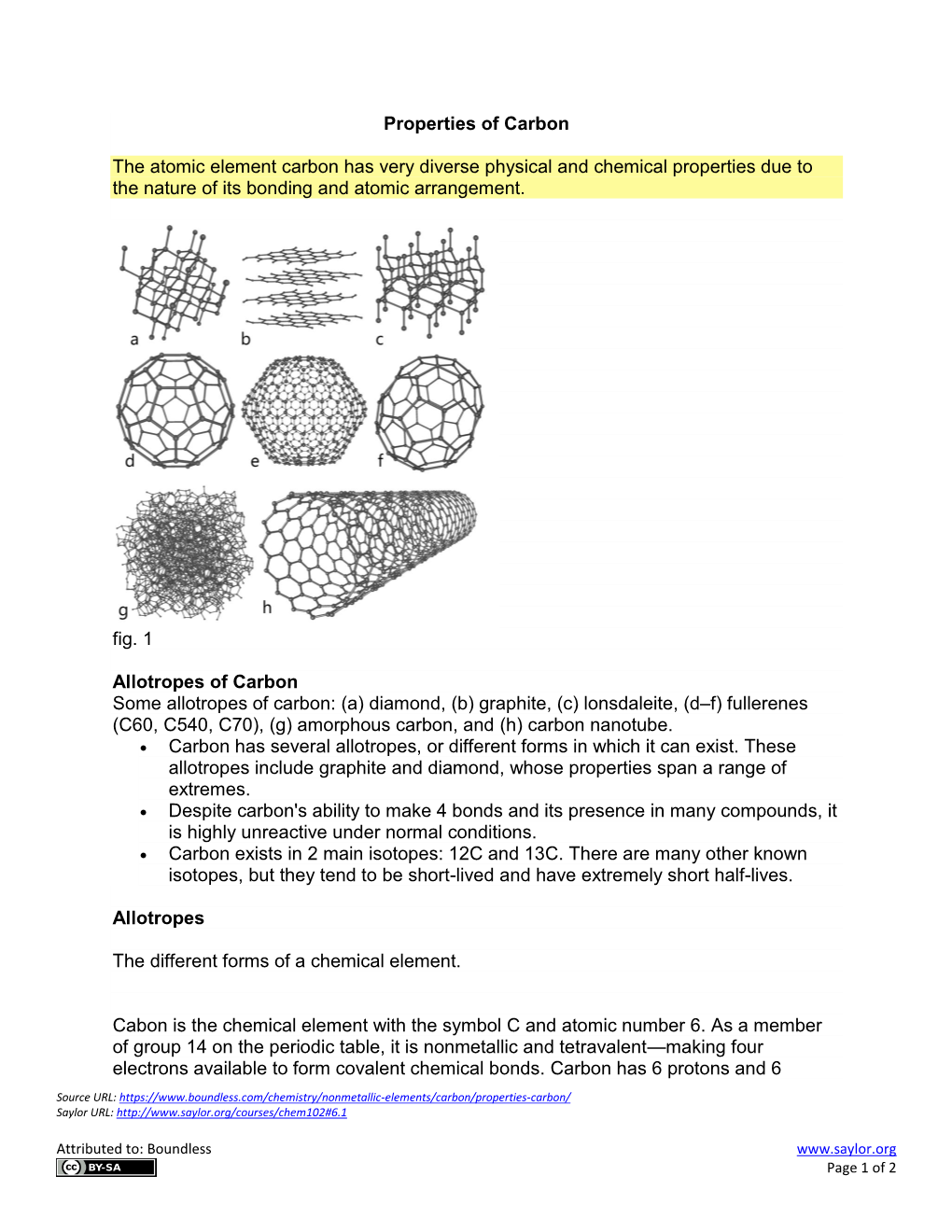 Properties of Carbon the Atomic Element Carbon Has Very Diverse