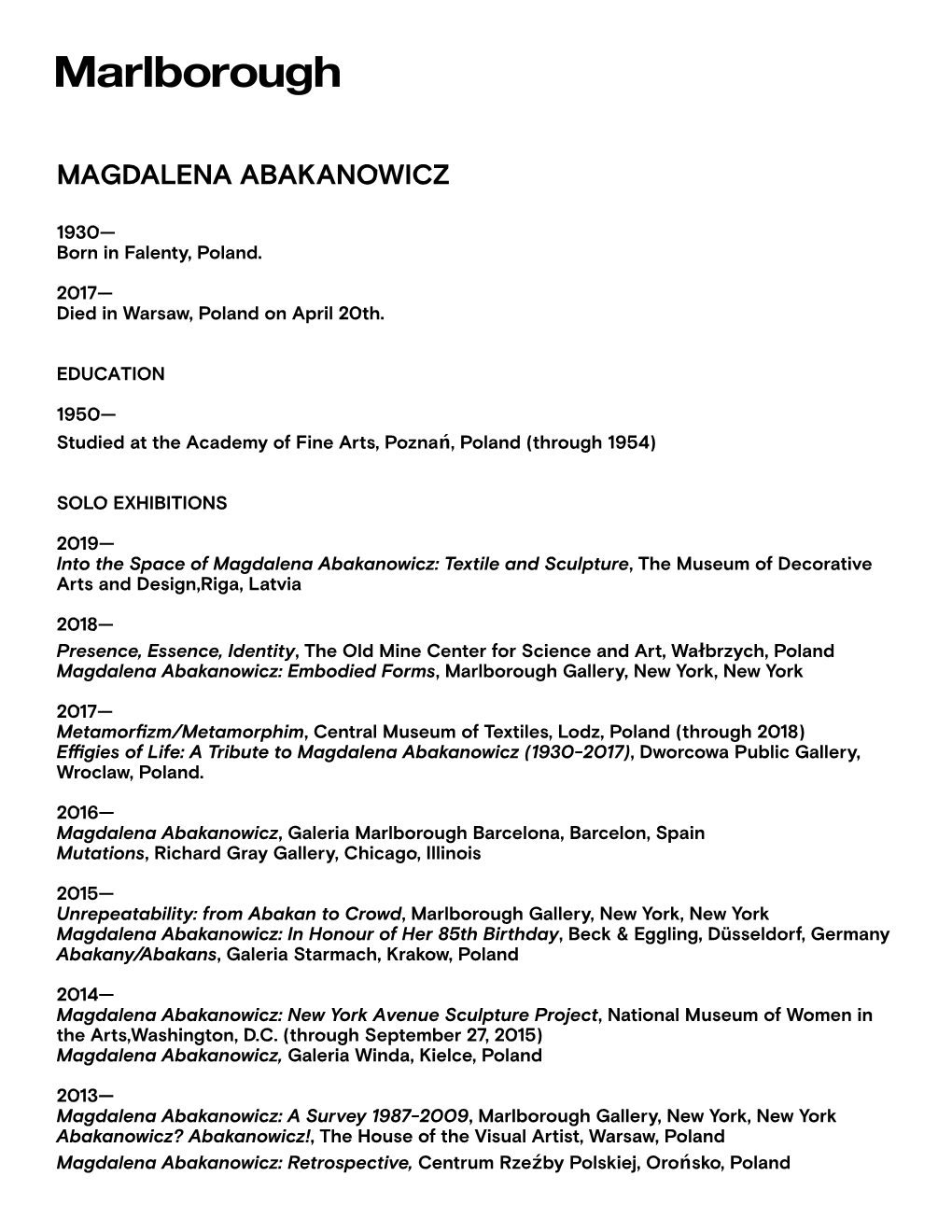 Abakanowicz, Magdalena CV 08 08 19