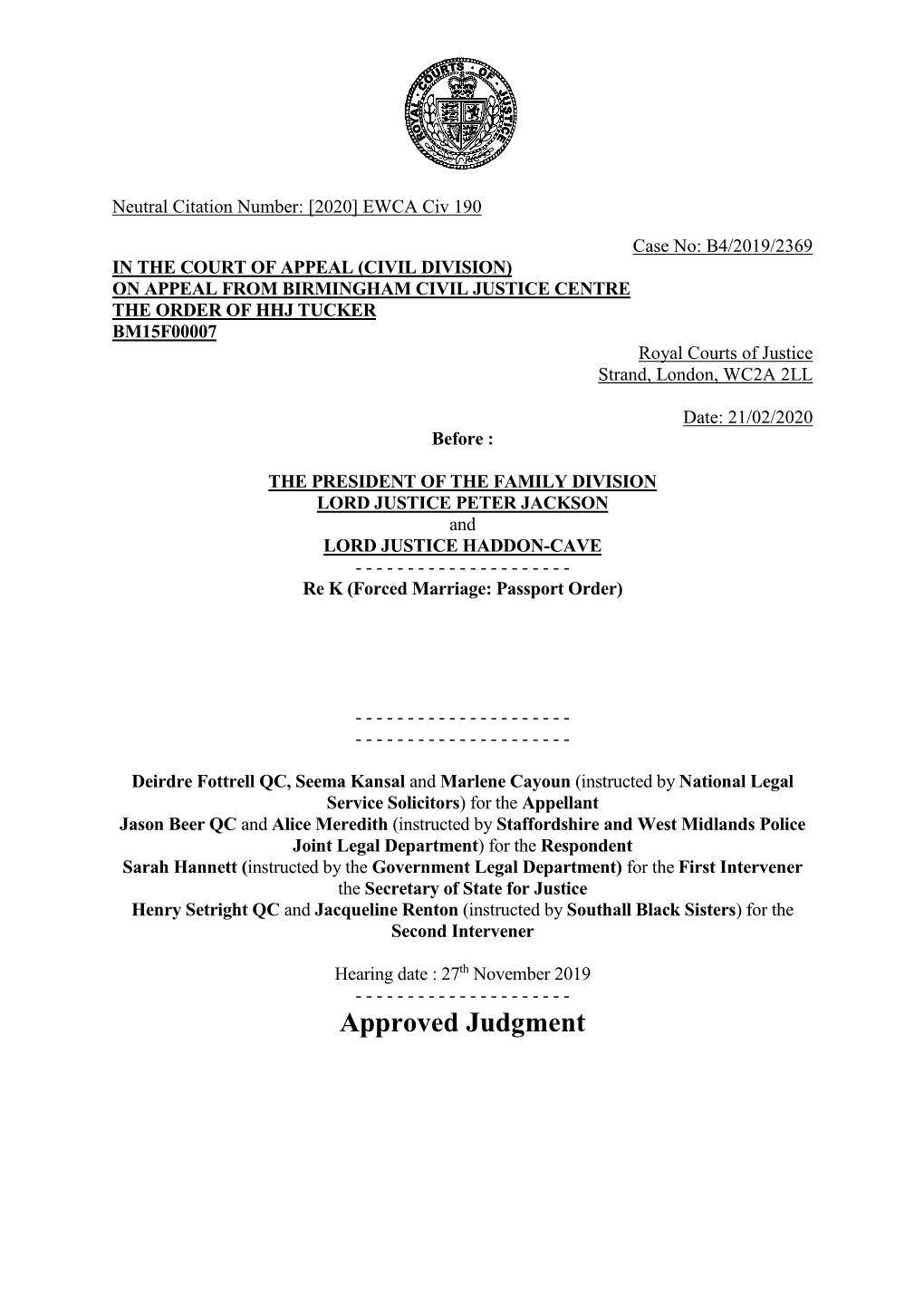 Court of Appeal Judgment Template