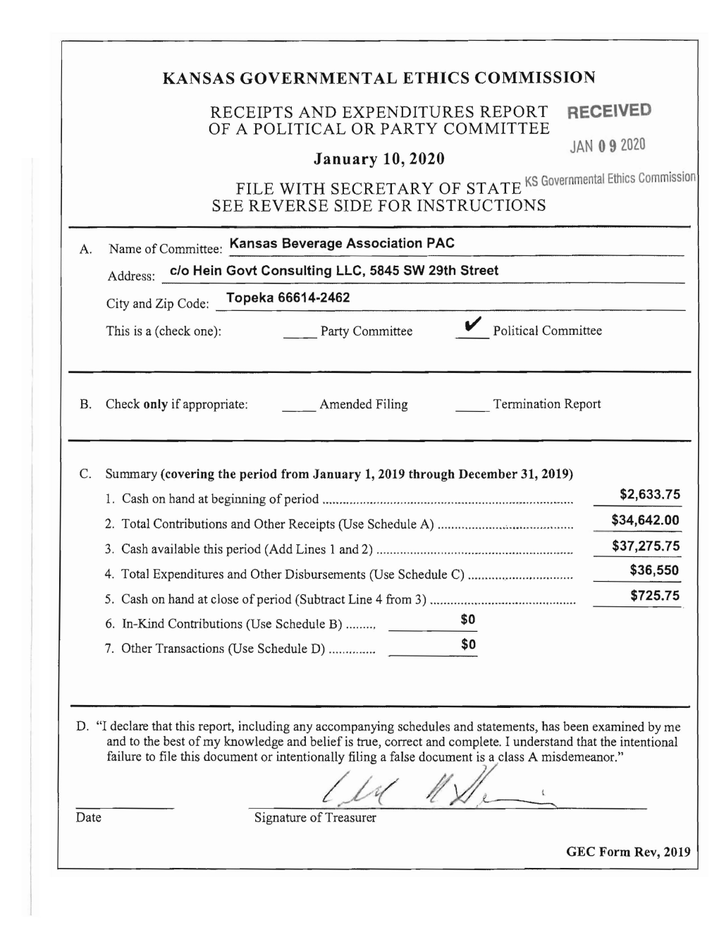 ~. /Xt~ Date Signature of Treasurer