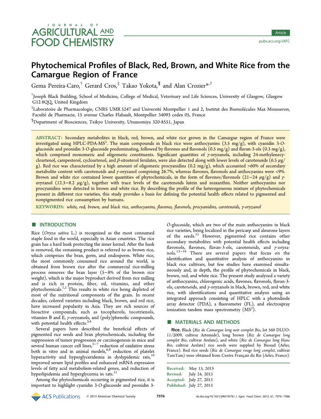 Phytochemical Profiles of Black, Red, Brown, and White Rice from The