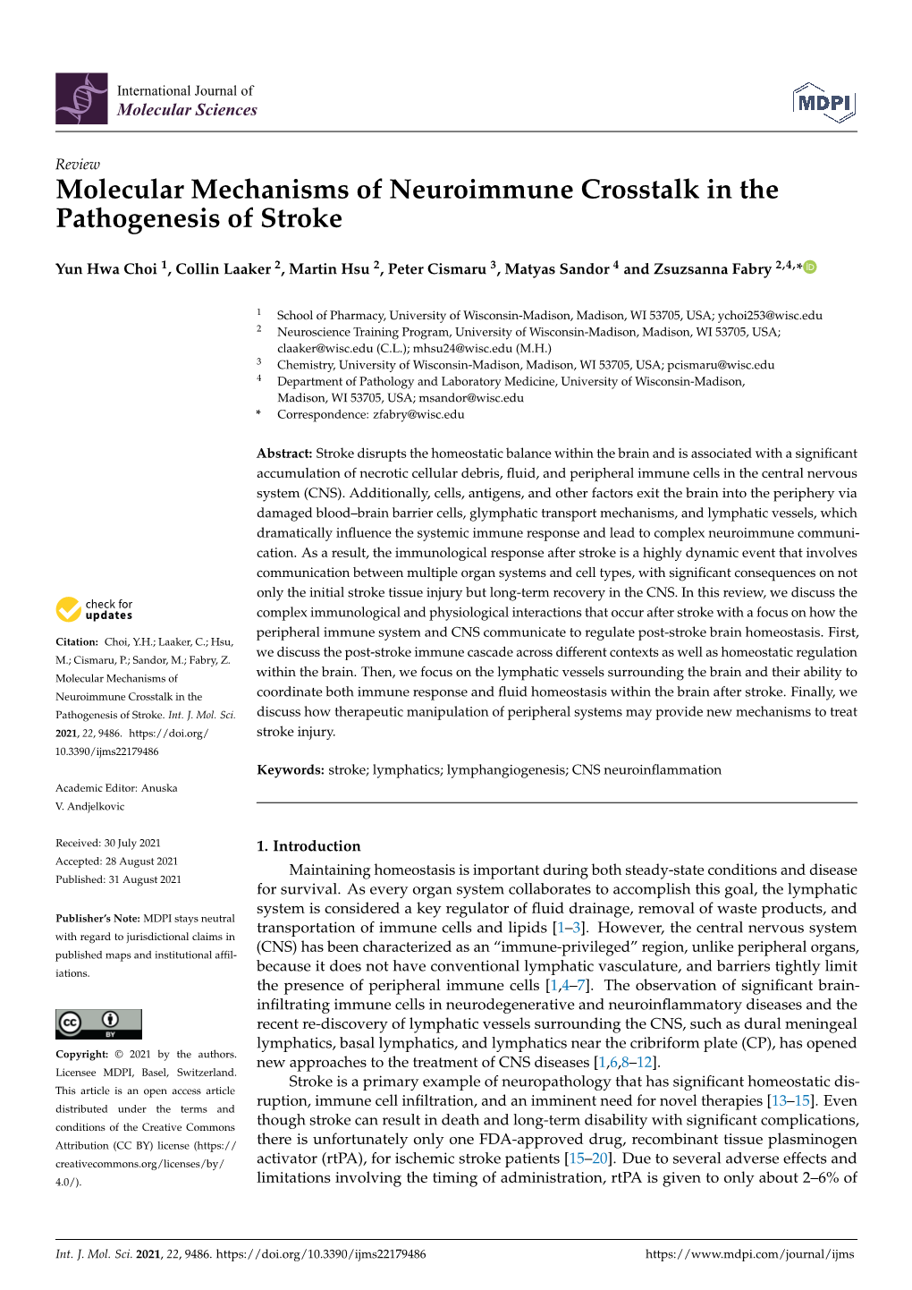 Molecular Mechanisms of Neuroimmune Crosstalk in the Pathogenesis of Stroke