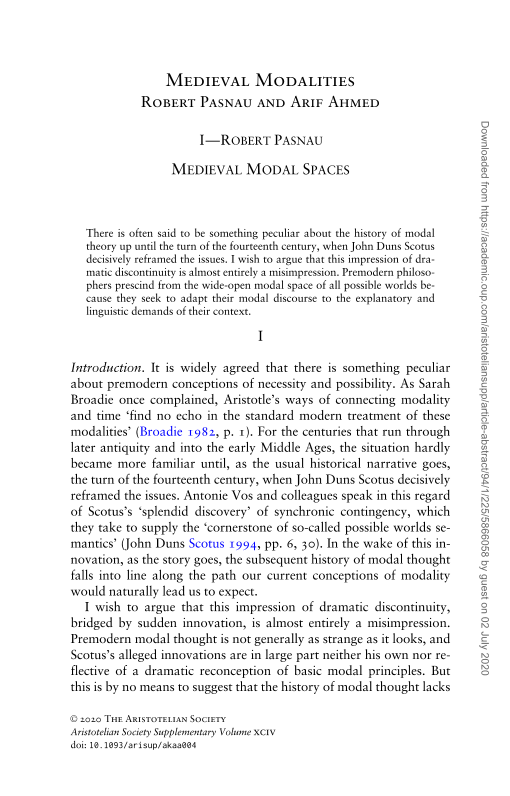 Medieval Modal Spaces