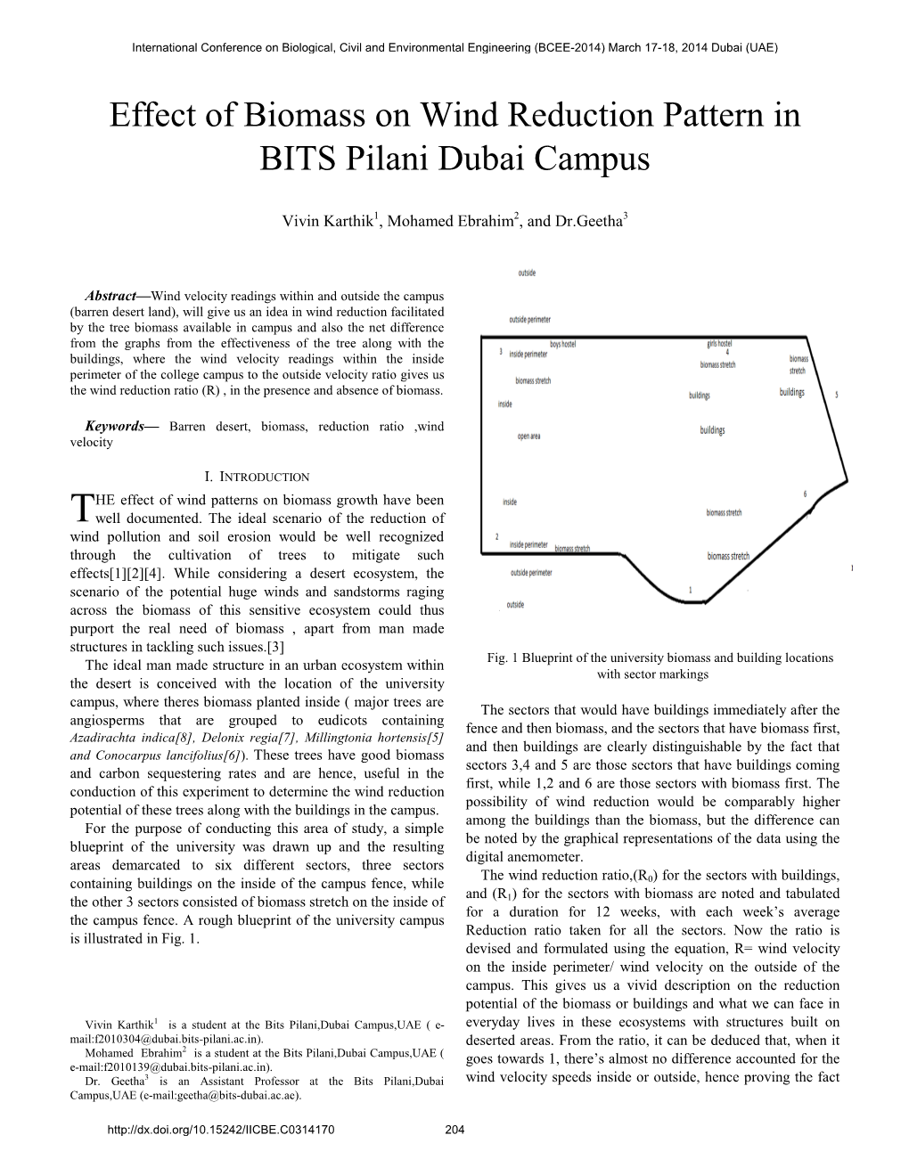 Effect of Biomass on Wind Reduction Pattern in BITS Pilani Dubai Campus