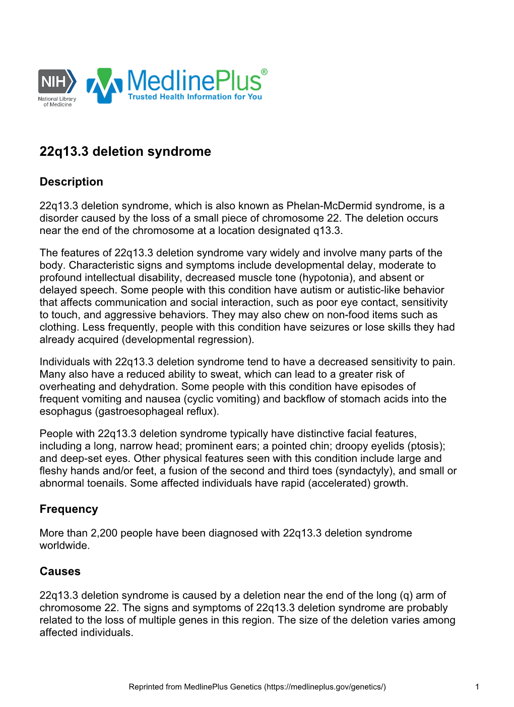 22Q13.3 Deletion Syndrome