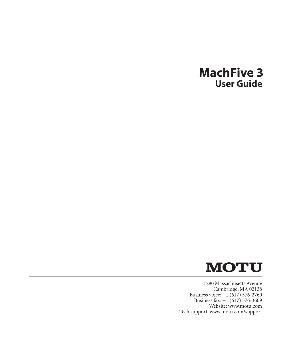Machfive 3 User Guide